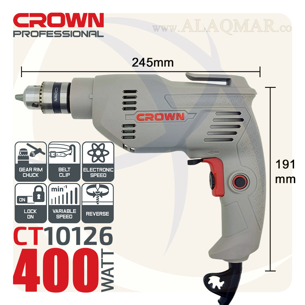 شنيور عادي ي/ش 10ملي 400وات CT10126 CROWN