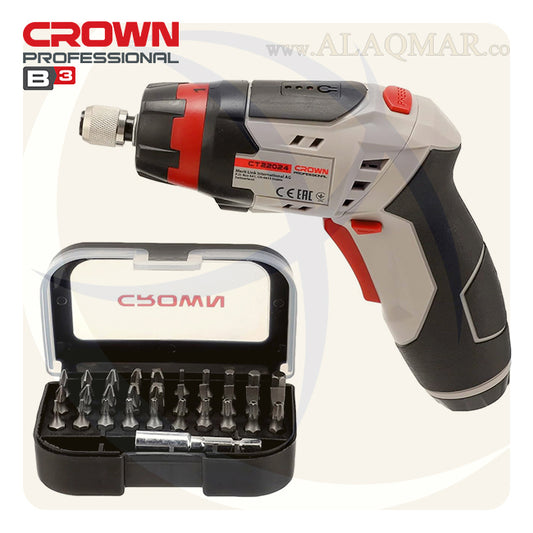 مفك بطارية حل و ربط مسدس 1/4بوصة 3.6فولت 4نيوتن 1.5امبير Li-Ion + سنون CT22024 CROWN