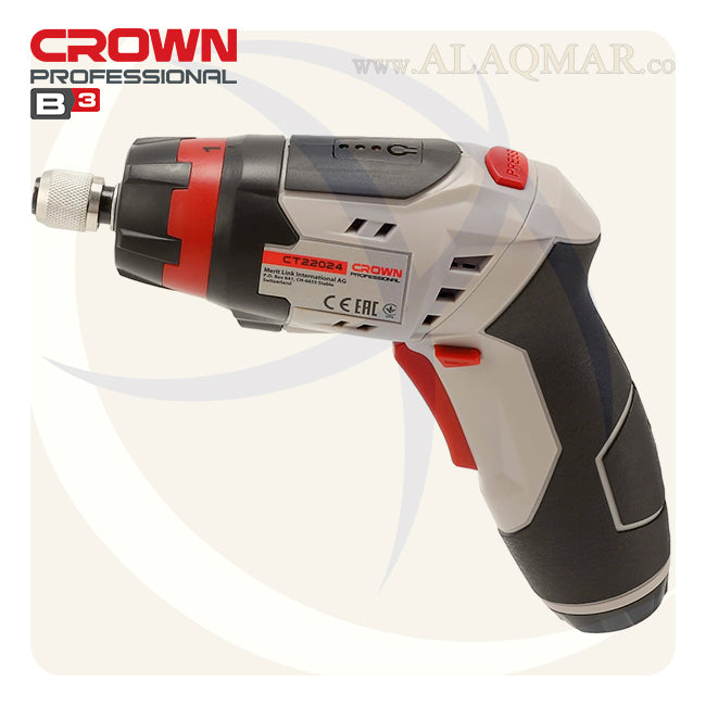 مفك بطارية حل و ربط مسدس 1/4بوصة 3.6فولت 4نيوتن 1.5امبير Li-Ion + سنون CT22024 CROWN
