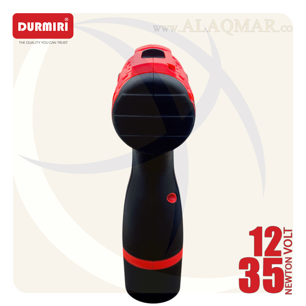 شنيور بطارية دقاق برشلس 12فولت 35نيوتن ظرف معدن 10ملي 2بطارية 2امبير Li-Ion + كيت DM-1134 DURMIRI
