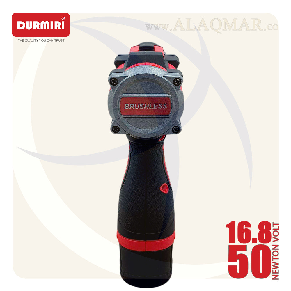شنيور بطارية دقاق برشلس 16.8فولت 50نيوتن ظرف معدن 10ملي 2بطارية 2امبير Li-Ion + كيت DM-1135 DURMIRI
