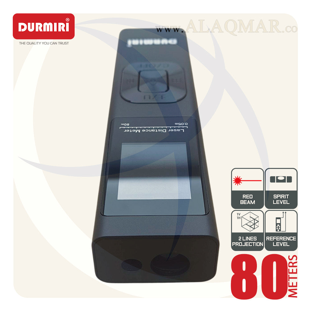 متر ليزر 80متر + ميزان ليزر 2خط 15متر  خط احمر DM-1485 DURMIRI