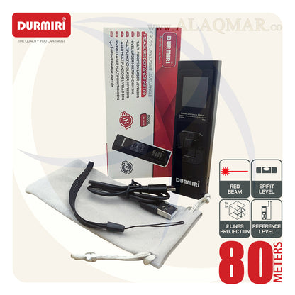 متر ليزر 80متر + ميزان ليزر 2خط 15متر  خط احمر DM-1485 DURMIRI