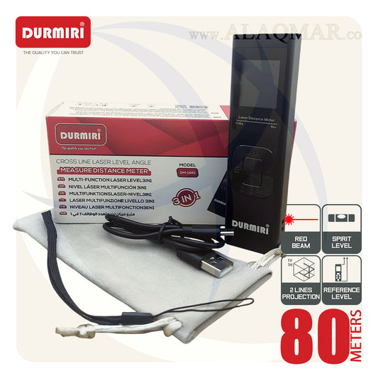 متر ليزر 80متر + ميزان ليزر 2خط 15متر  خط احمر DM-1485 DURMIRI