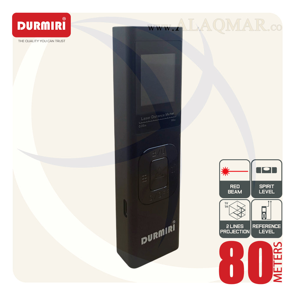 متر ليزر 80متر + ميزان ليزر 2خط 15متر  خط احمر DM-1485 DURMIRI