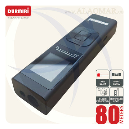 متر ليزر 80متر + ميزان ليزر 2خط 15متر  خط احمر DM-1485 DURMIRI