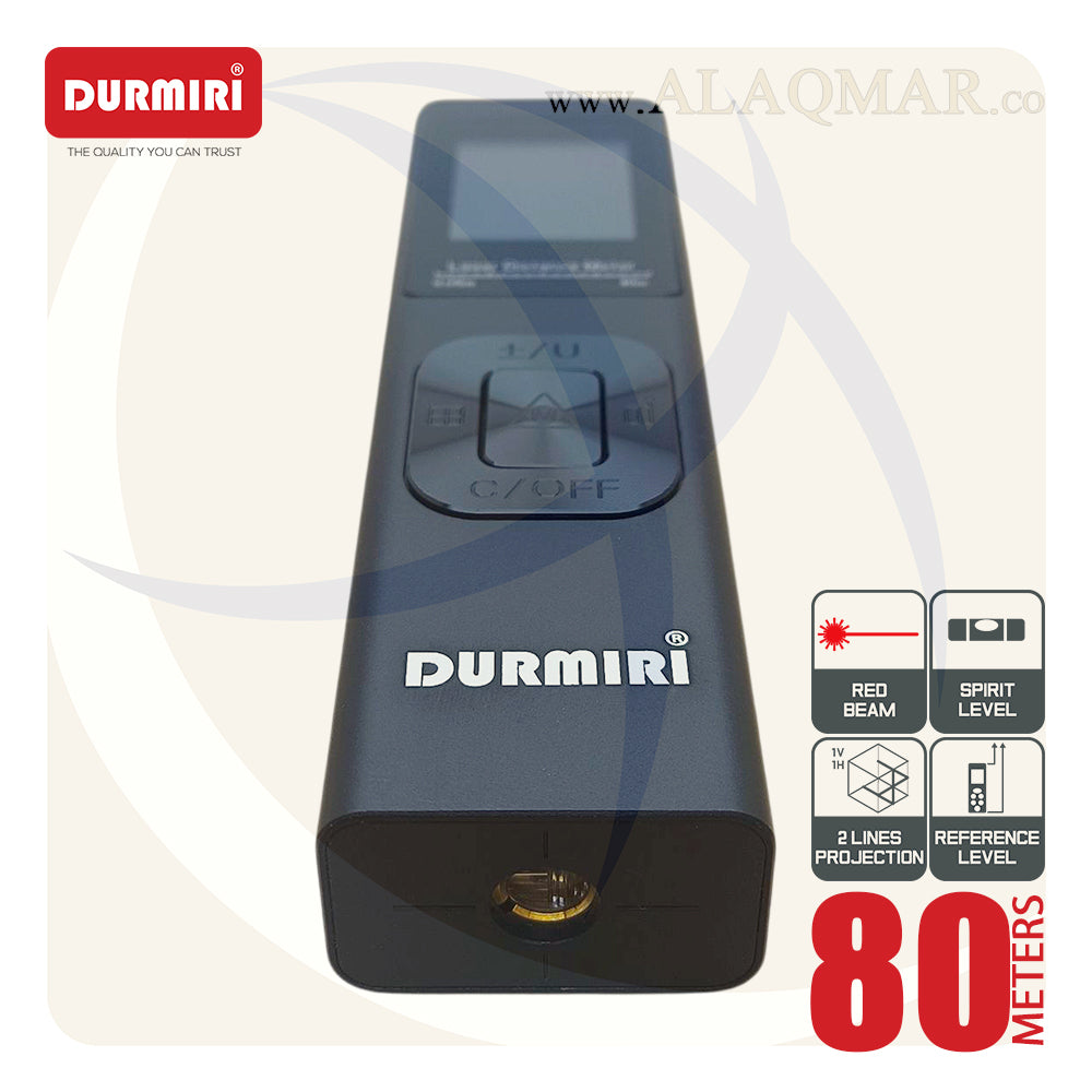 متر ليزر 80متر + ميزان ليزر 2خط 15متر  خط احمر DM-1485 DURMIRI