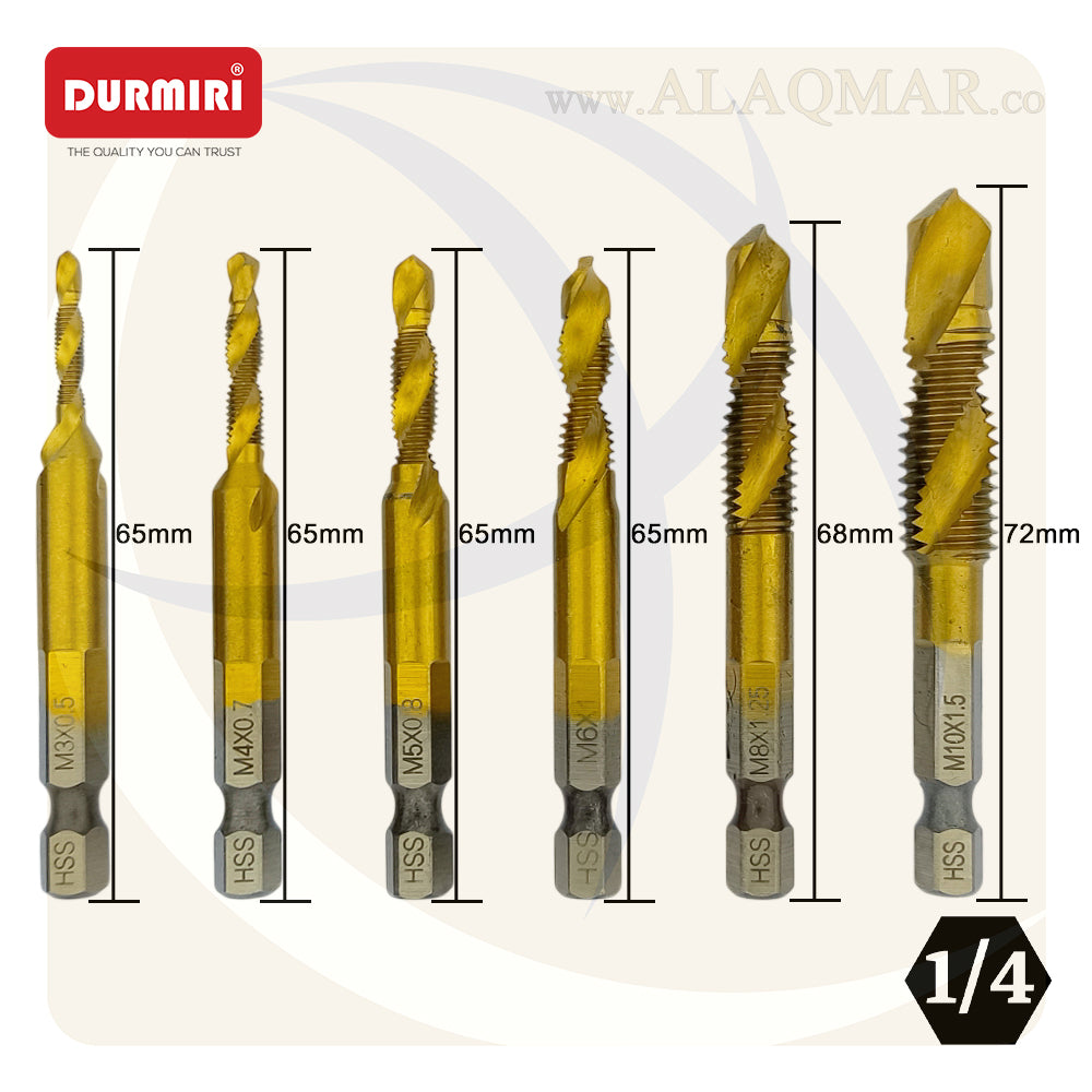 طقم بنط تخريم و قلوظة 6ق M3-M10 DM-278 DURMIRI