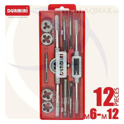 طقم بوجي دكر و لقمة قلاوظ 12ق M6-M12 علبة بلاستيك DM-501 DURMIRI