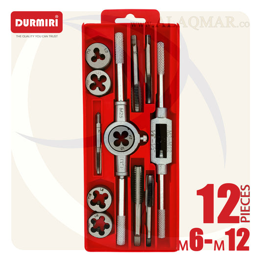 طقم بوجي دكر و لقمة قلاوظ 12ق M6-M12 علبة بلاستيك DM-501 DURMIRI