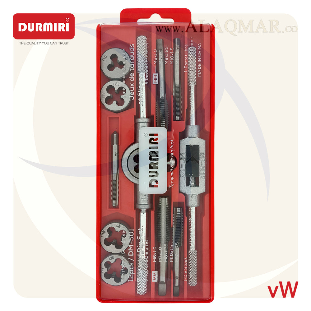 طقم بوجي دكر و لقمة قلاوظ 12ق M6-M12 علبة بلاستيك VW DM-501 DURMIRI