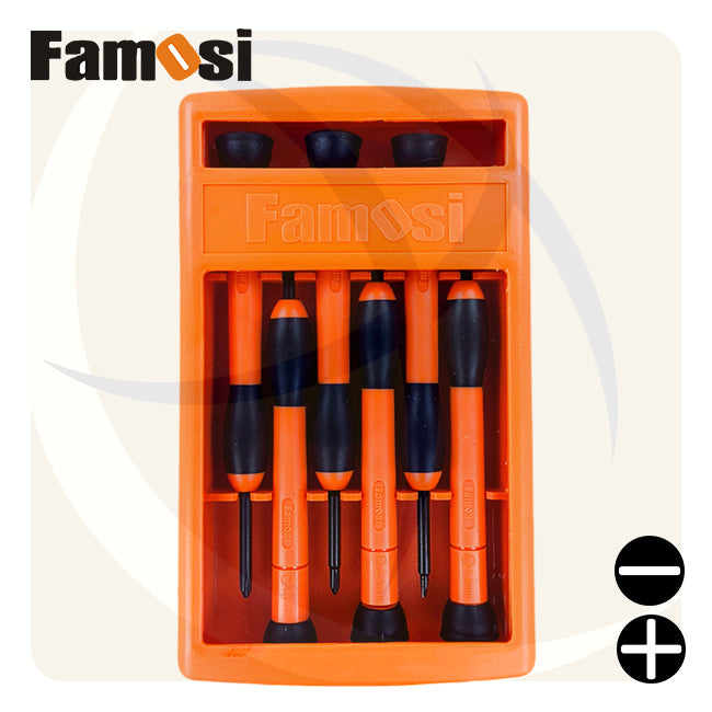 طقم مفك الكترونيات عادة و صليبة 6ق FSE0201 FAMOSI