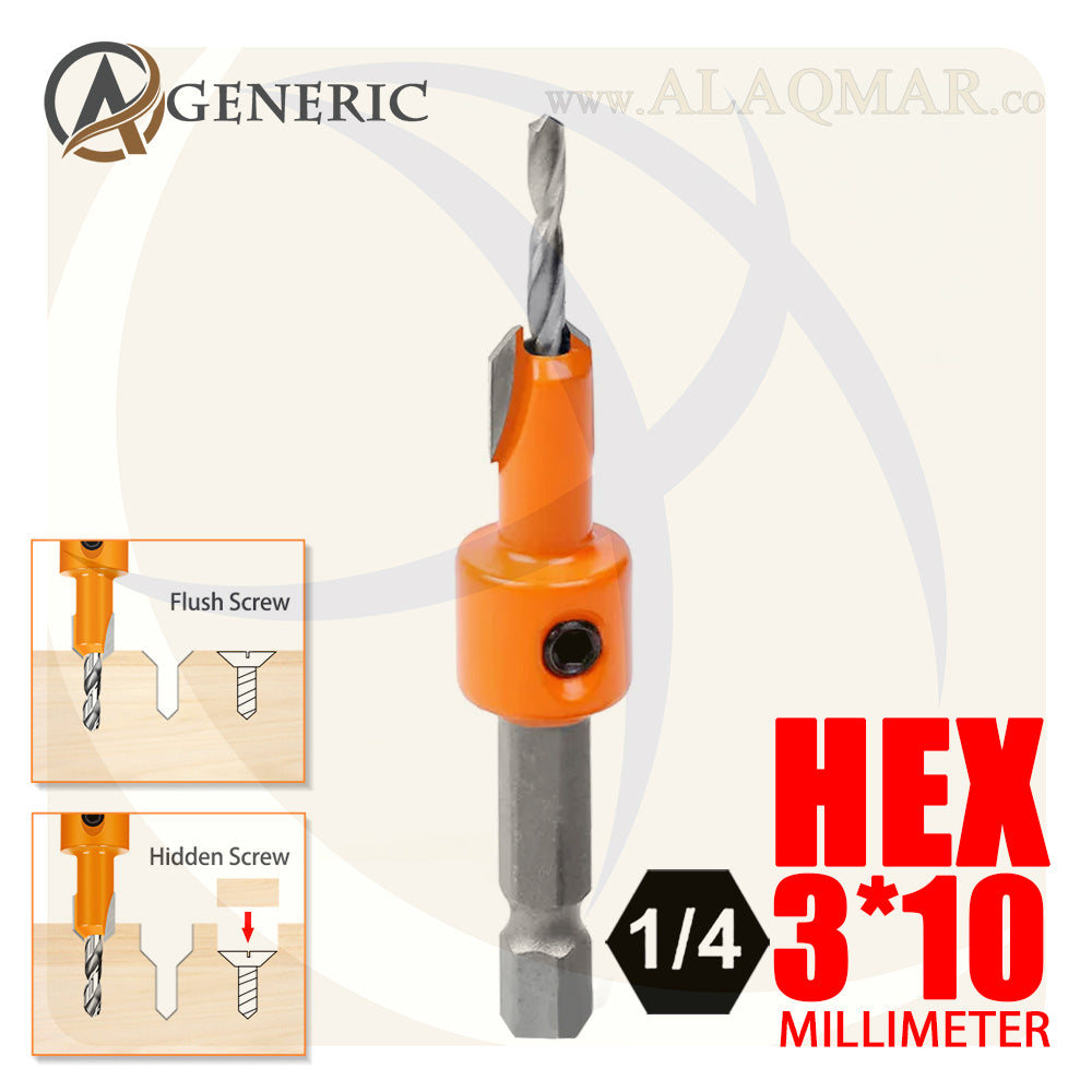 بنط تخريم و تخويش خشب 3ملي*10ملي كعب سداسي 1/4بوصة HEX ECO GENERIC
