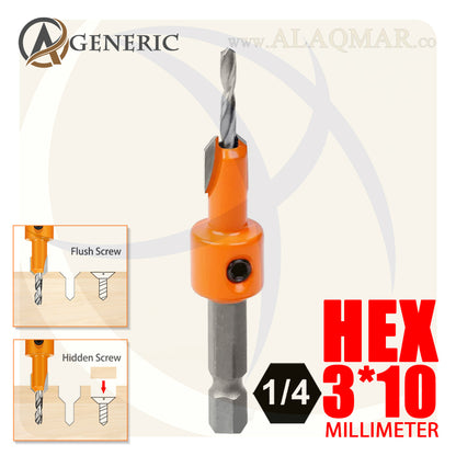 بنط تخريم و تخويش خشب 3ملي*10ملي كعب سداسي 1/4بوصة HEX ECO GENERIC