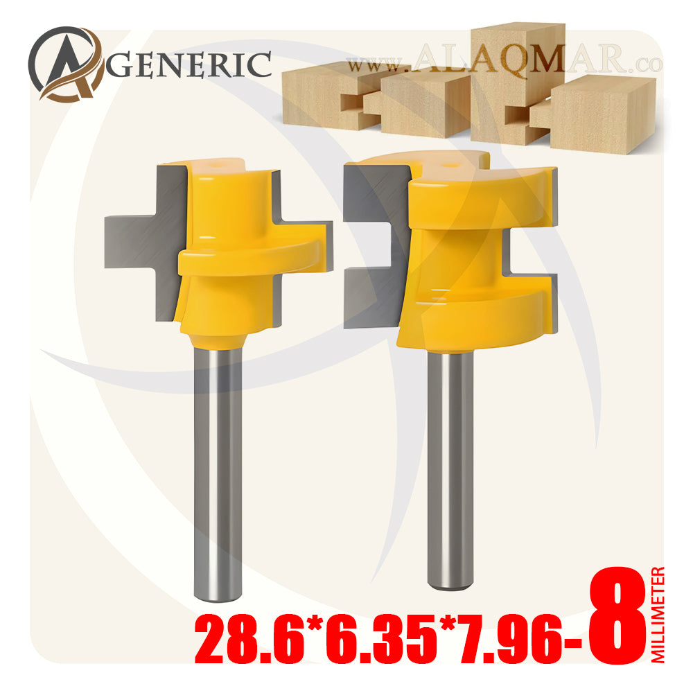 طقم بنط راوتر تجميع (لسان ومجرى) 2 قطعة - كعب 8ملي - مقاس 28.6*6.35*7.96 GENERIC