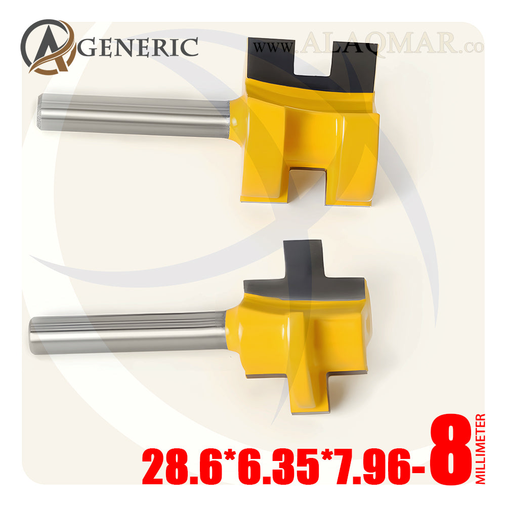 طقم بنط راوتر تجميع (لسان ومجرى) 2 قطعة - كعب 8ملي - مقاس 28.6*6.35*7.96 GENERIC