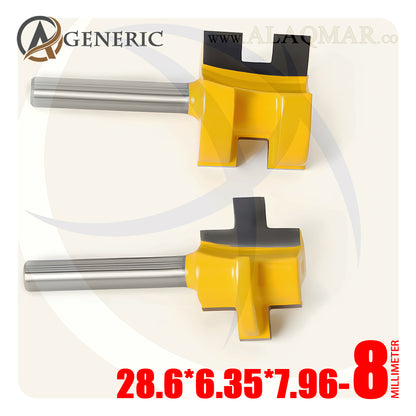 طقم بنط راوتر تجميع (لسان ومجرى) 2 قطعة - كعب 8ملي - مقاس 28.6*6.35*7.96 GENERIC