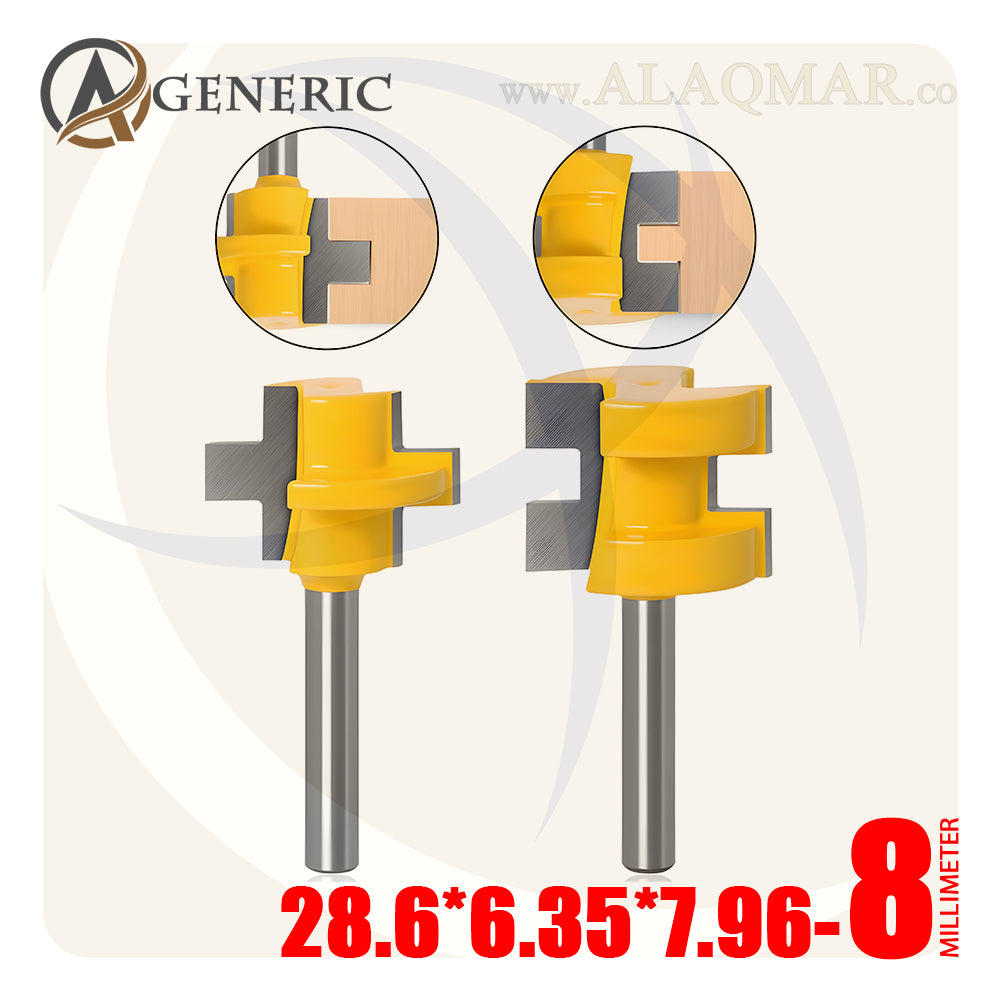 طقم بنط راوتر تجميع (لسان ومجرى) 2 قطعة - كعب 8ملي - مقاس 28.6*6.35*7.96 GENERIC