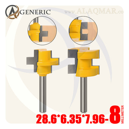 طقم بنط راوتر تجميع (لسان ومجرى) 2 قطعة - كعب 8ملي - مقاس 28.6*6.35*7.96 GENERIC