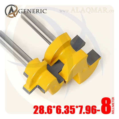 طقم بنط راوتر تجميع (لسان ومجرى) 2 قطعة - كعب 8ملي - مقاس 28.6*6.35*7.96 GENERIC
