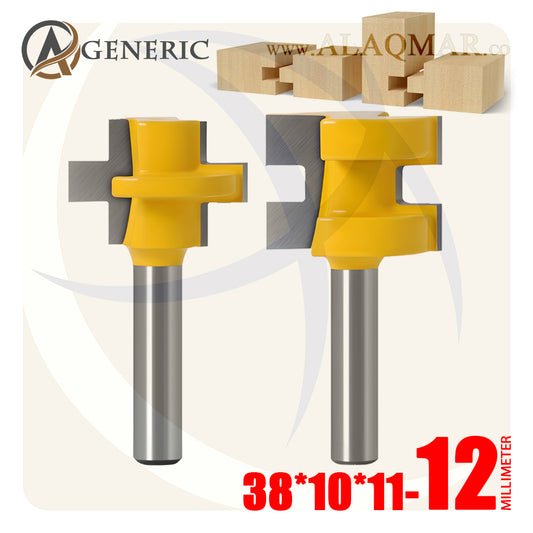 طقم بنط راوتر تجميع (لسان ومجرى) 2 قطعة - كعب 12ملي - مقاس 38*10*11 GENERIC