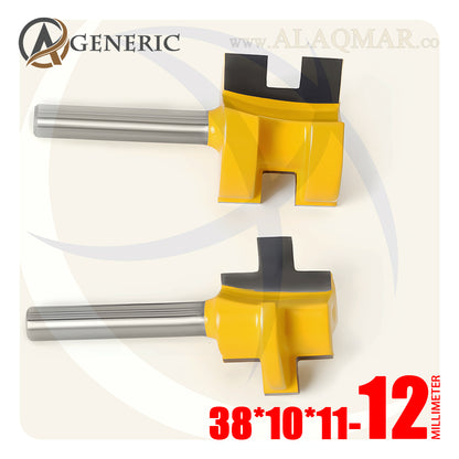 طقم بنط راوتر تجميع (لسان ومجرى) 2 قطعة - كعب 12ملي - مقاس 38*10*11 GENERIC