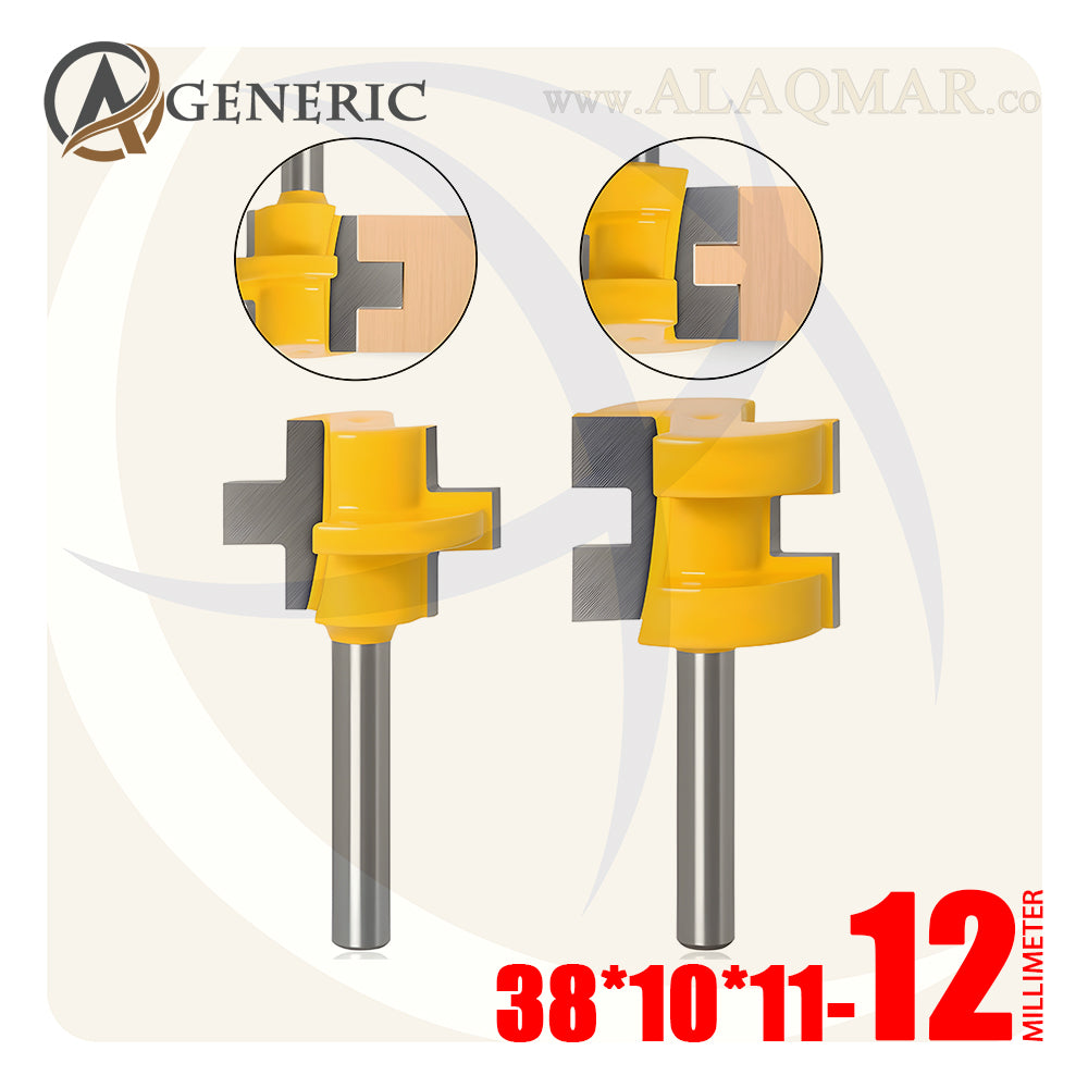 طقم بنط راوتر تجميع (لسان ومجرى) 2 قطعة - كعب 12ملي - مقاس 38*10*11 GENERIC