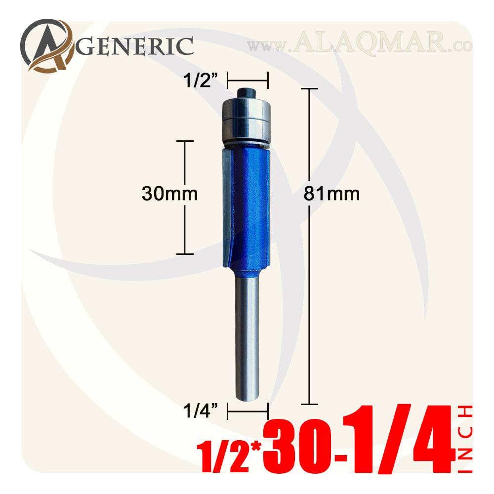 بنط راوتر عدلة مسح ونسخ كعب 2 بلي علوي 2 ريشة - كعب 1/4 بوصة - مقاس 1/2×30 BLUE GENERIC