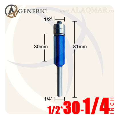 بنط راوتر عدلة مسح ونسخ كعب 2 بلي علوي 2 ريشة - كعب 1/4 بوصة - مقاس 1/2×30 BLUE GENERIC