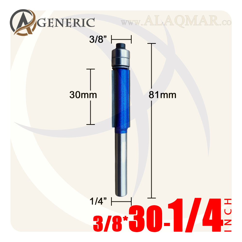 بنط راوتر عدلة مسح ونسخ كعب 2 بلي علوي 2 ريشة - كعب 1/4 بوصة - مقاس 3/8×30 BLUE GENERIC