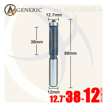 بنط راوتر عدلة مسح ونسخ كعب بلي علوي 2 ريشة - كعب 12 ملي - مقاس 12.7×38 GENERIC