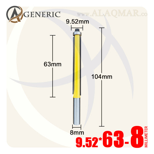 بنط راوتر عدلة مسح ونسخ كعب بلي علوي 2 ريشة - كعب 8 ملي - مقاس 9.52×63 GENERIC
