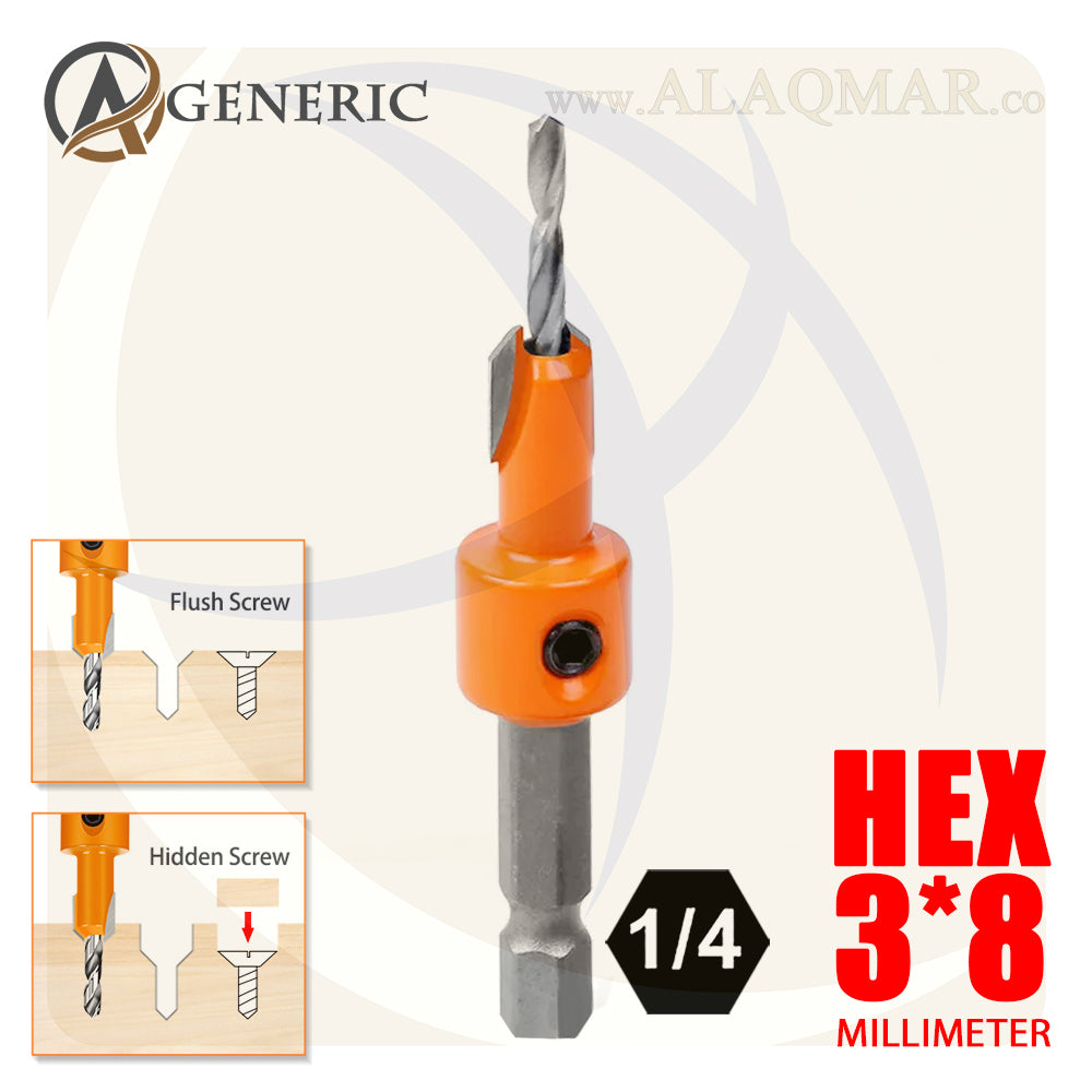 بنط تخريم و تخويش خشب 3ملي*8ملي كعب سداسي 1/4بوصة HEX ECO GENERIC