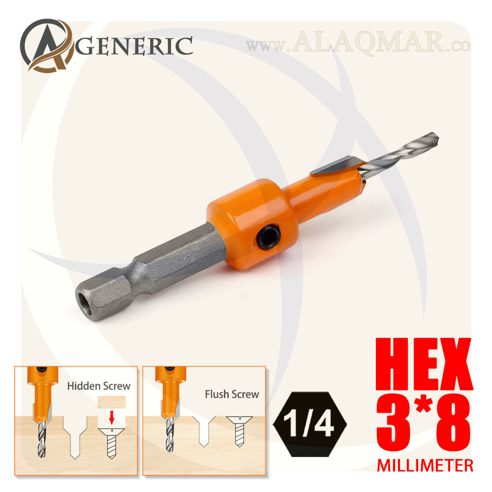 بنط تخريم و تخويش خشب 3ملي*8ملي كعب سداسي 1/4بوصة HEX ECO GENERIC