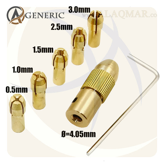 طقم كوليه ميني كرافت 4.8ملي 5ق 0.5-3.2ملي + ظرف للشنيور 4.05ملي + راس ظرف M8 COLLET CHUCK 4.05 GENERIC
