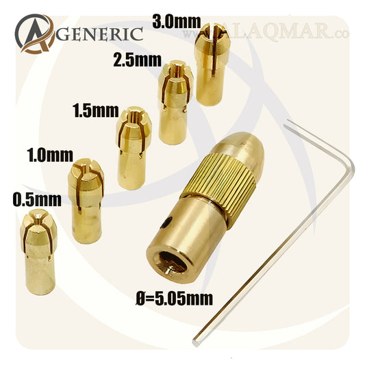 طقم كوليه ميني كرافت 4.8ملي 5ق 0.5-3.2ملي + ظرف للشنيور 5.05ملي + راس ظرف M8 COLLET CHUCK 5.05 GENERIC