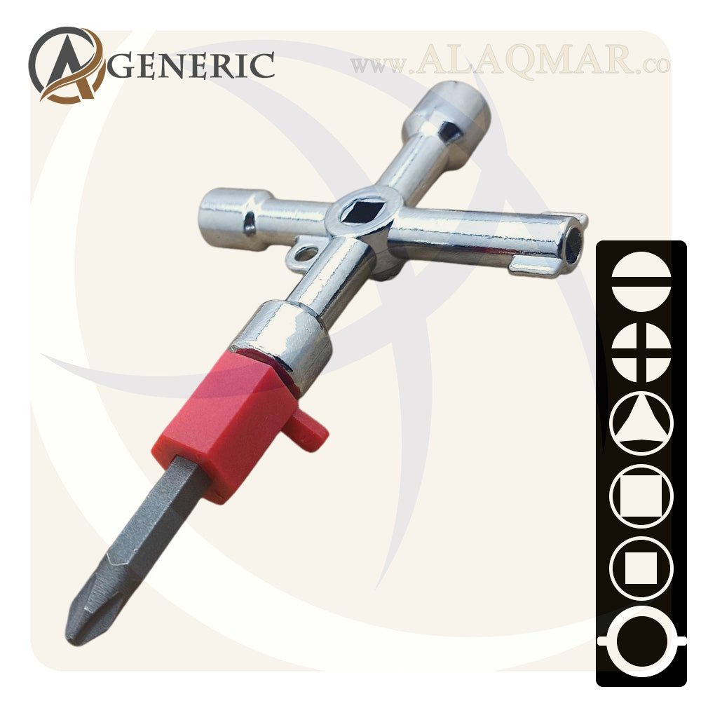 مفتاح كبائن و طوارئ و صيانة 4في1 4IN1 CROSS KEY GENERIC