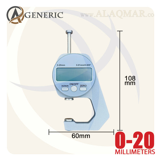 ميكرومتر قياس سمك ديجيتل جيتش ضغط 0-20ملي علبة بلاستيك DM1201 GENERIC