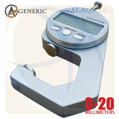 ميكرومتر قياس سمك ديجيتل جيتش ضغط 0-20ملي علبة بلاستيك DM1201 GENERIC