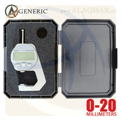 ميكرومتر قياس سمك ديجيتل جيتش ضغط 0-20ملي علبة بلاستيك DM1201 GENERIC