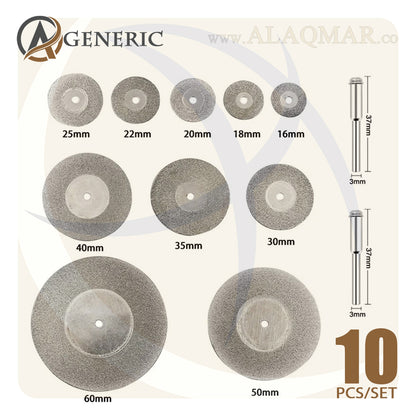طقم اسطوانات قطع ميني الماظ 16-60ملي 10ق + 2ق ماندرل DIAMOND SAW GENERIC
