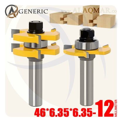 طقم بنط راوتر تجميع (لسان ومجرى) 2 قطعة - كعب 12ملي - مقاس 46*6.35*6.35 GENERIC