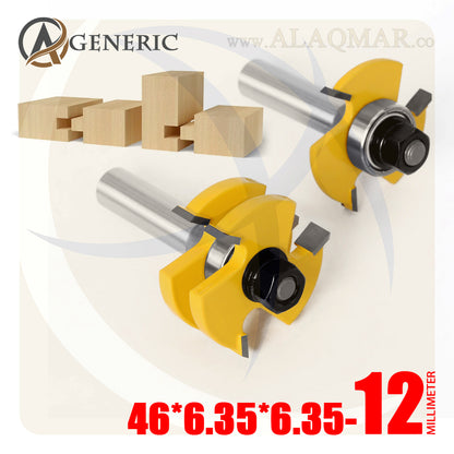 طقم بنط راوتر تجميع (لسان ومجرى) 2 قطعة - كعب 12ملي - مقاس 46*6.35*6.35 GENERIC