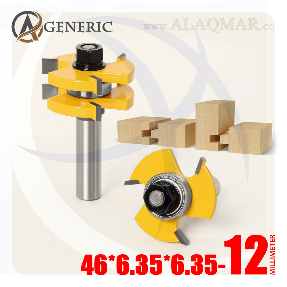 طقم بنط راوتر تجميع (لسان ومجرى) 2 قطعة - كعب 12ملي - مقاس 46*6.35*6.35 GENERIC