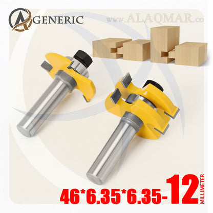 طقم بنط راوتر تجميع (لسان ومجرى) 2 قطعة - كعب 12ملي - مقاس 46*6.35*6.35 GENERIC