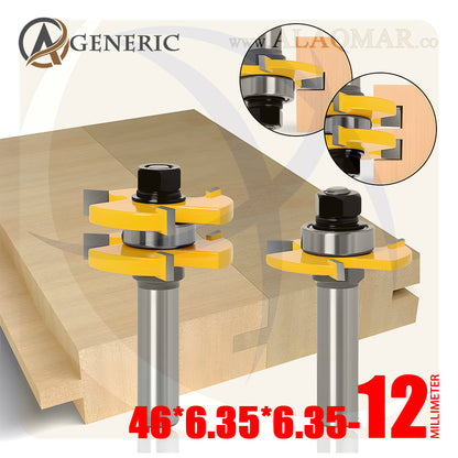 طقم بنط راوتر تجميع (لسان ومجرى) 2 قطعة - كعب 12ملي - مقاس 46*6.35*6.35 GENERIC