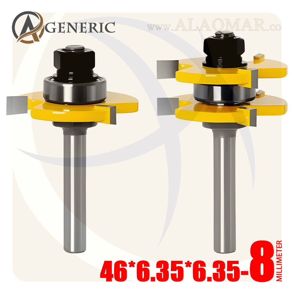 طقم بنط راوتر تجميع (لسان ومجرى) 2 قطعة - كعب 8ملي - مقاس 46*6.35*6.35 GENERIC
