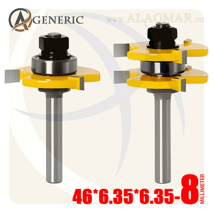 طقم بنط راوتر تجميع (لسان ومجرى) 2 قطعة - كعب 8ملي - مقاس 46*6.35*6.35 GENERIC