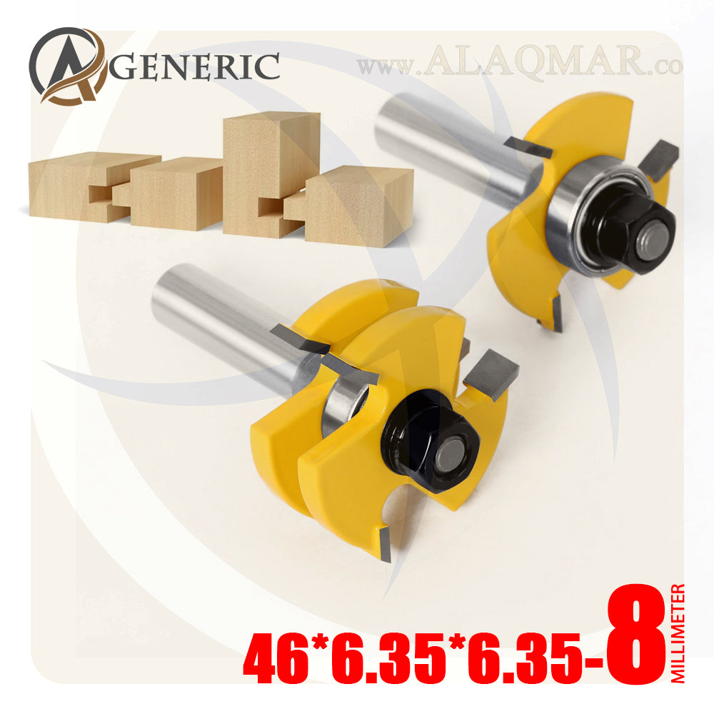 طقم بنط راوتر تجميع (لسان ومجرى) 2 قطعة - كعب 8ملي - مقاس 46*6.35*6.35 GENERIC