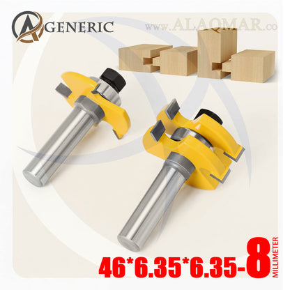 طقم بنط راوتر تجميع (لسان ومجرى) 2 قطعة - كعب 8ملي - مقاس 46*6.35*6.35 GENERIC